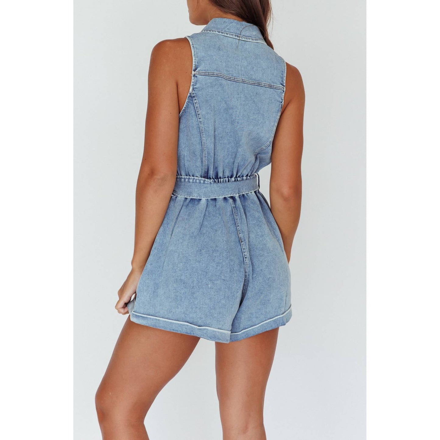 Annie Denim Sleeveless Romper