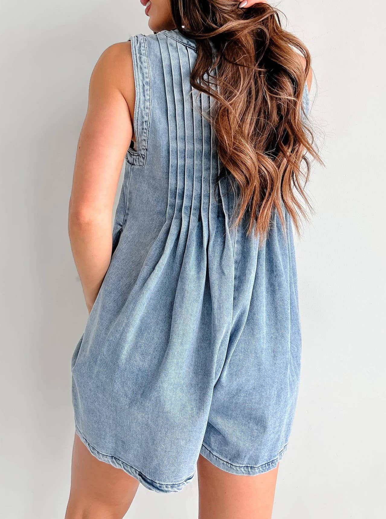 Stella Sleeveless Denim Shorts Jumpsuit