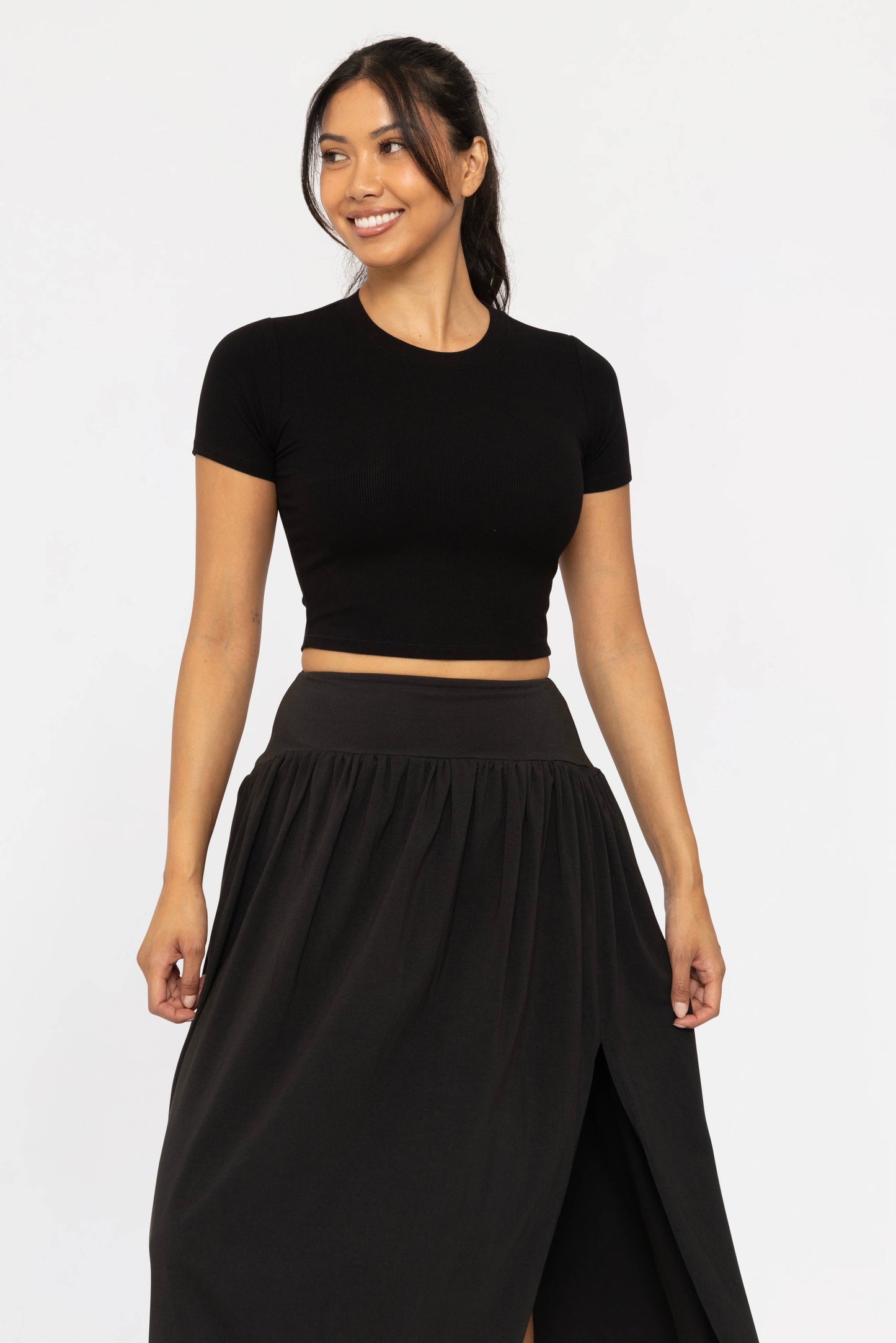 Essential Micro-Ribbed Athleisure Baby Tee
