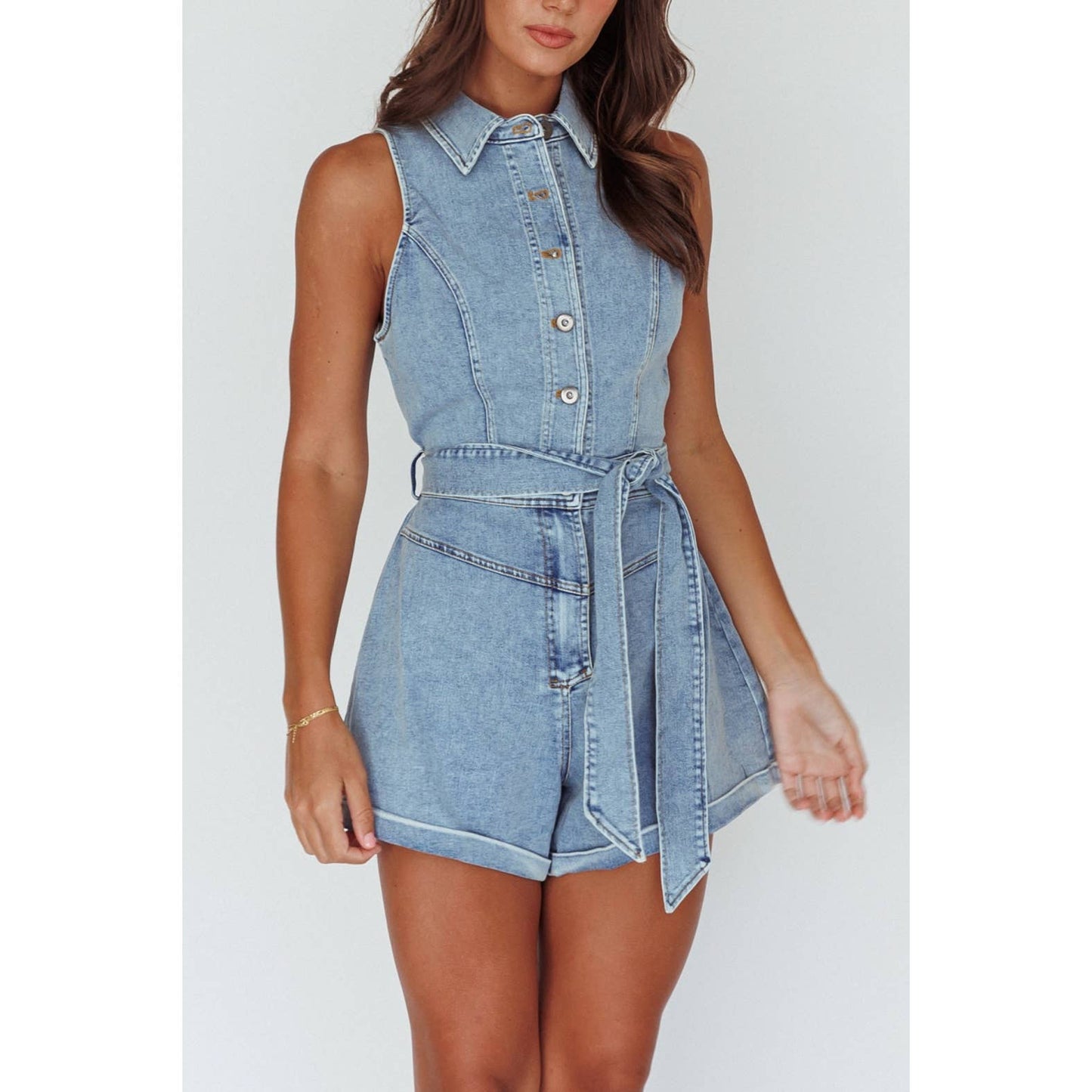 Annie Denim Sleeveless Romper