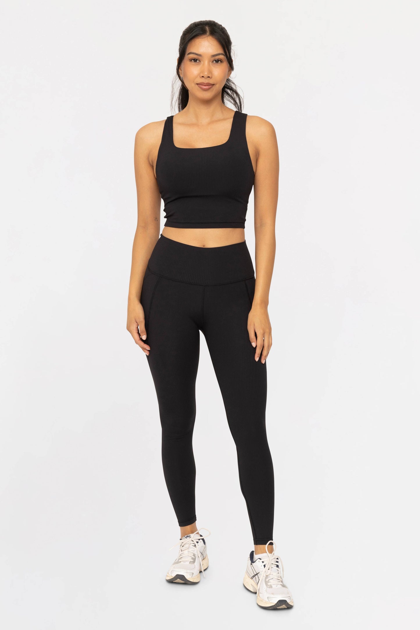 Square Neck Soft Ribbed Racerback Sports Bra