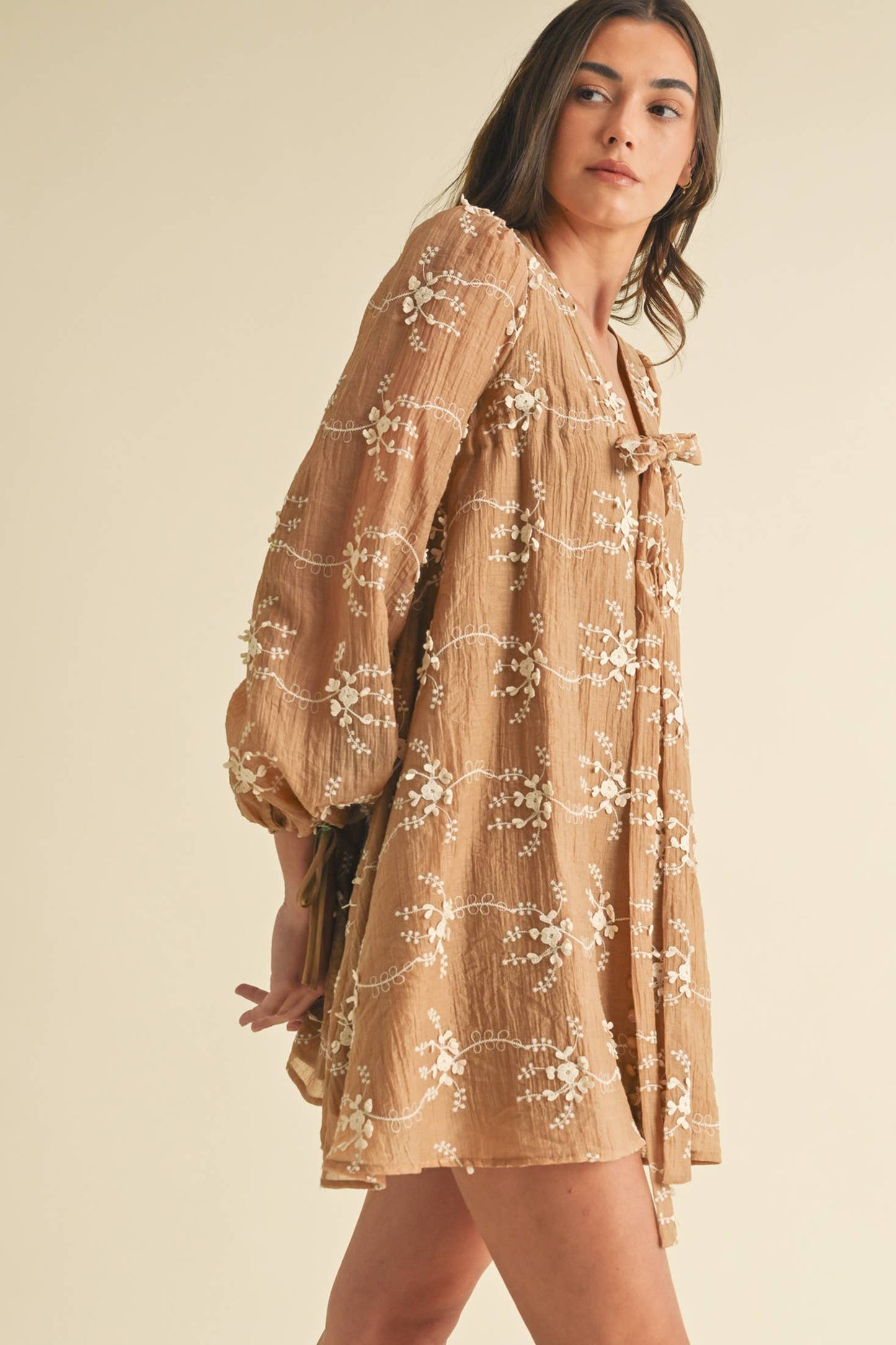 Floral Mini Dress with Balloon Sleeves