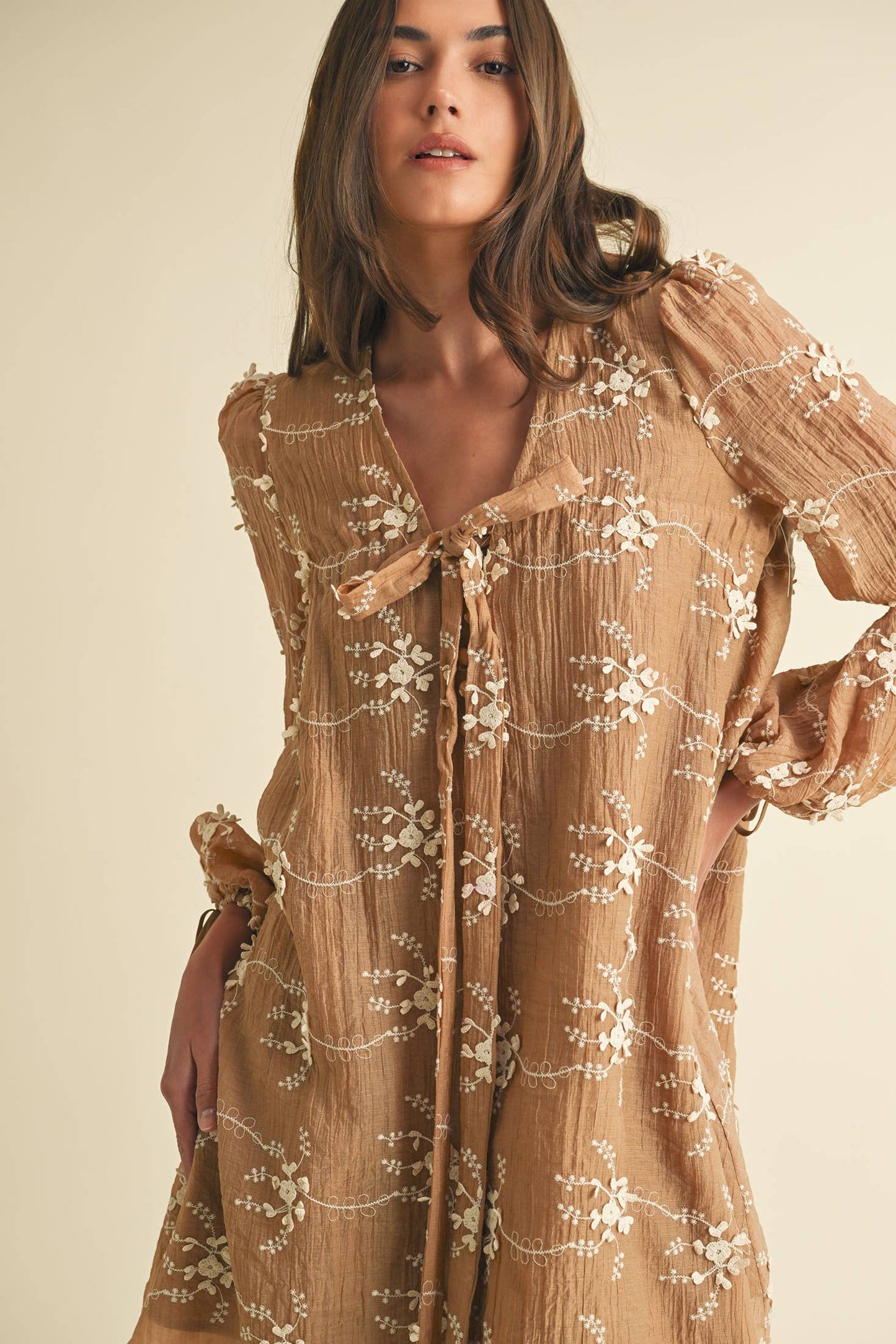 Floral Mini Dress with Balloon Sleeves