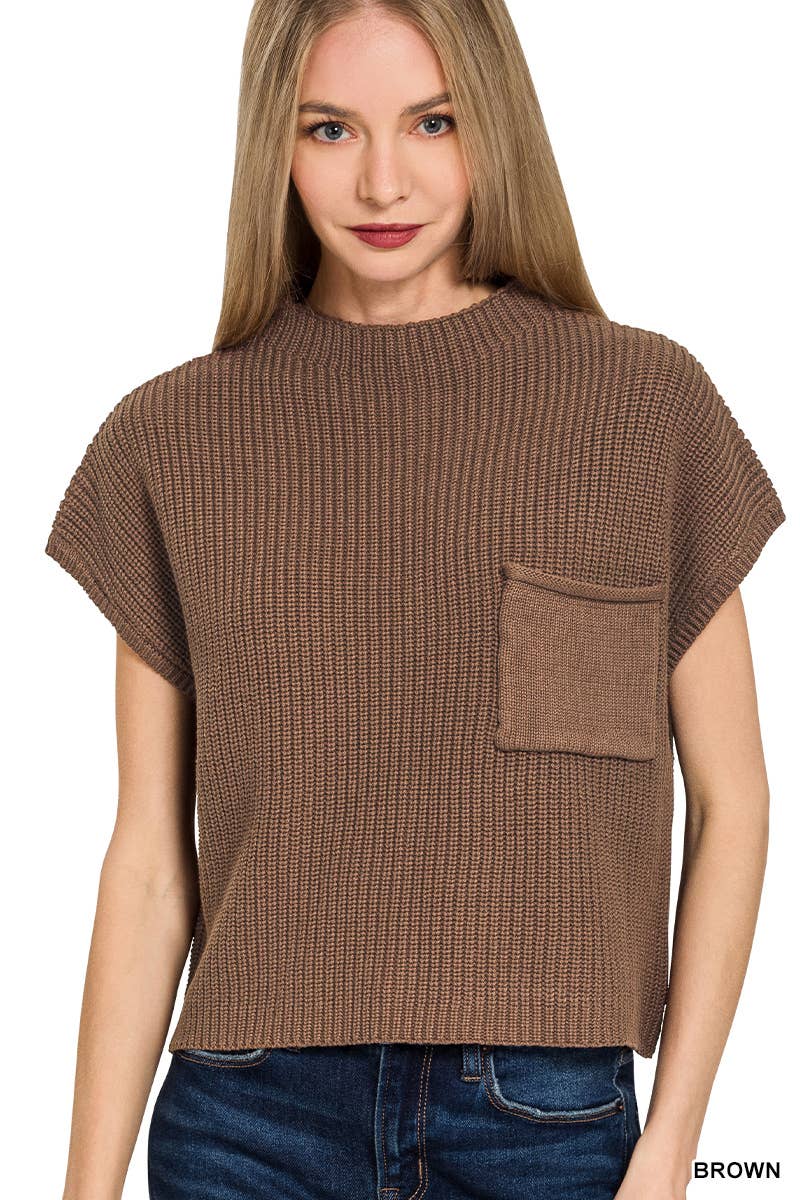 Bella Mock Neck Cropped Sweater