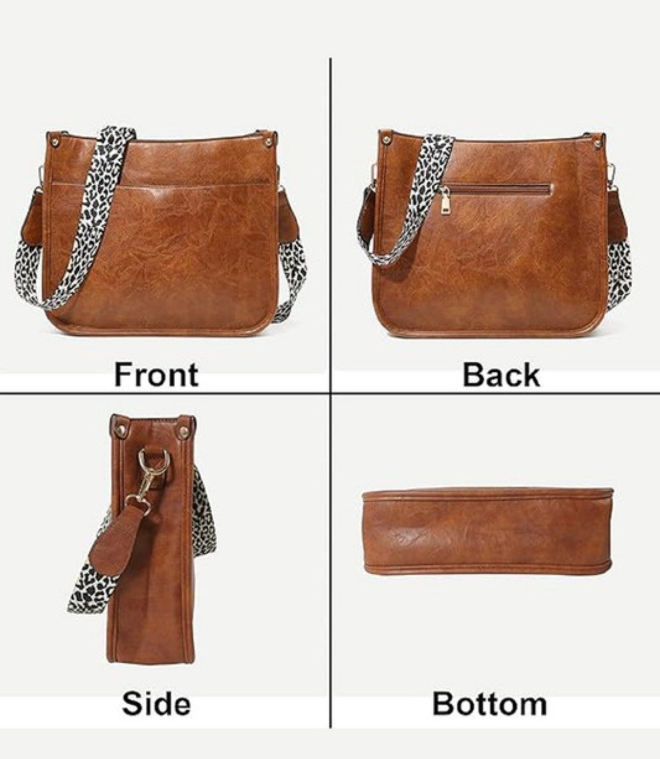 Leopard Strap Crossbody Shoulder Bag