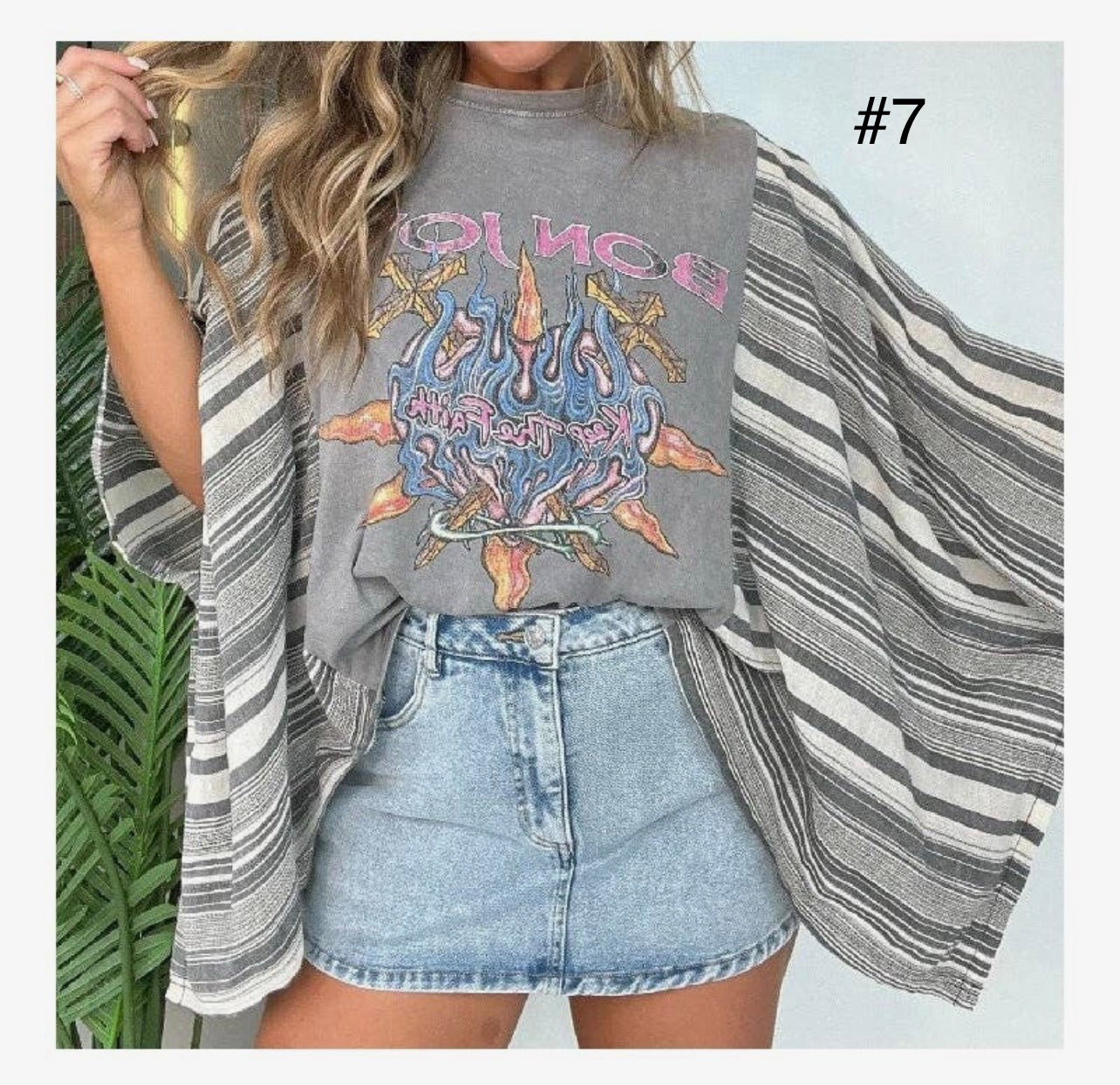 Printed Batwing Sleeve Loose Top