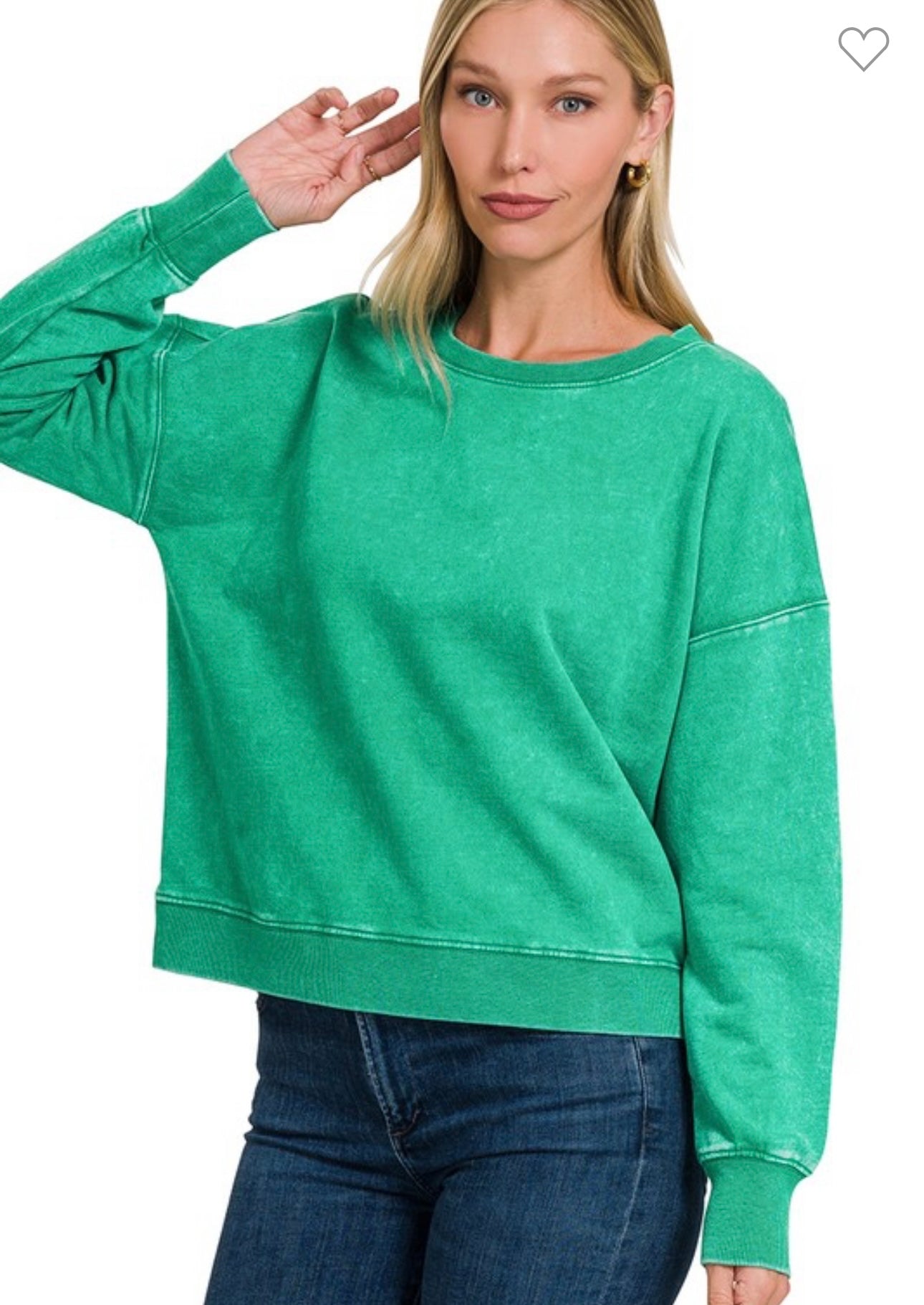 Always Real Acid Wash Boat Neck Pullover