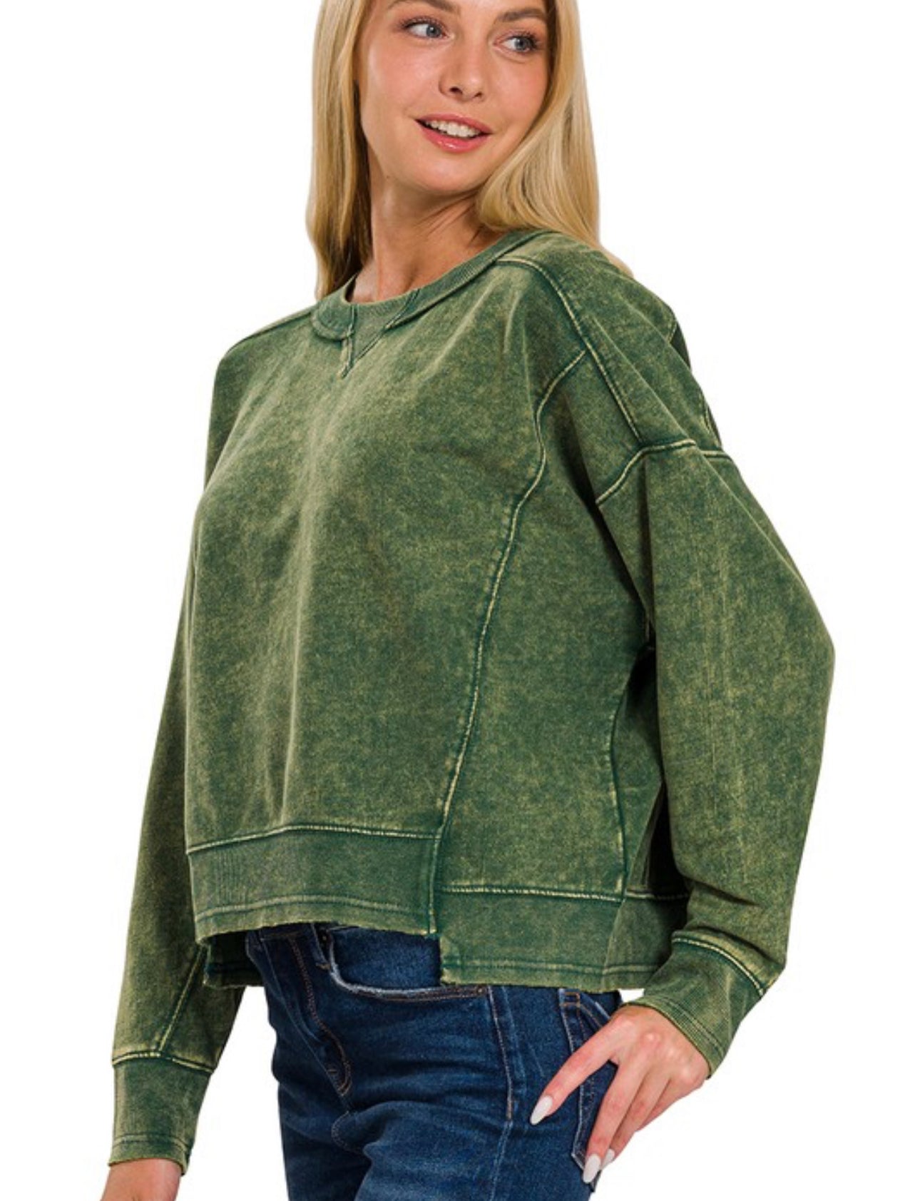 Always Welcome Acid Wash Pullover