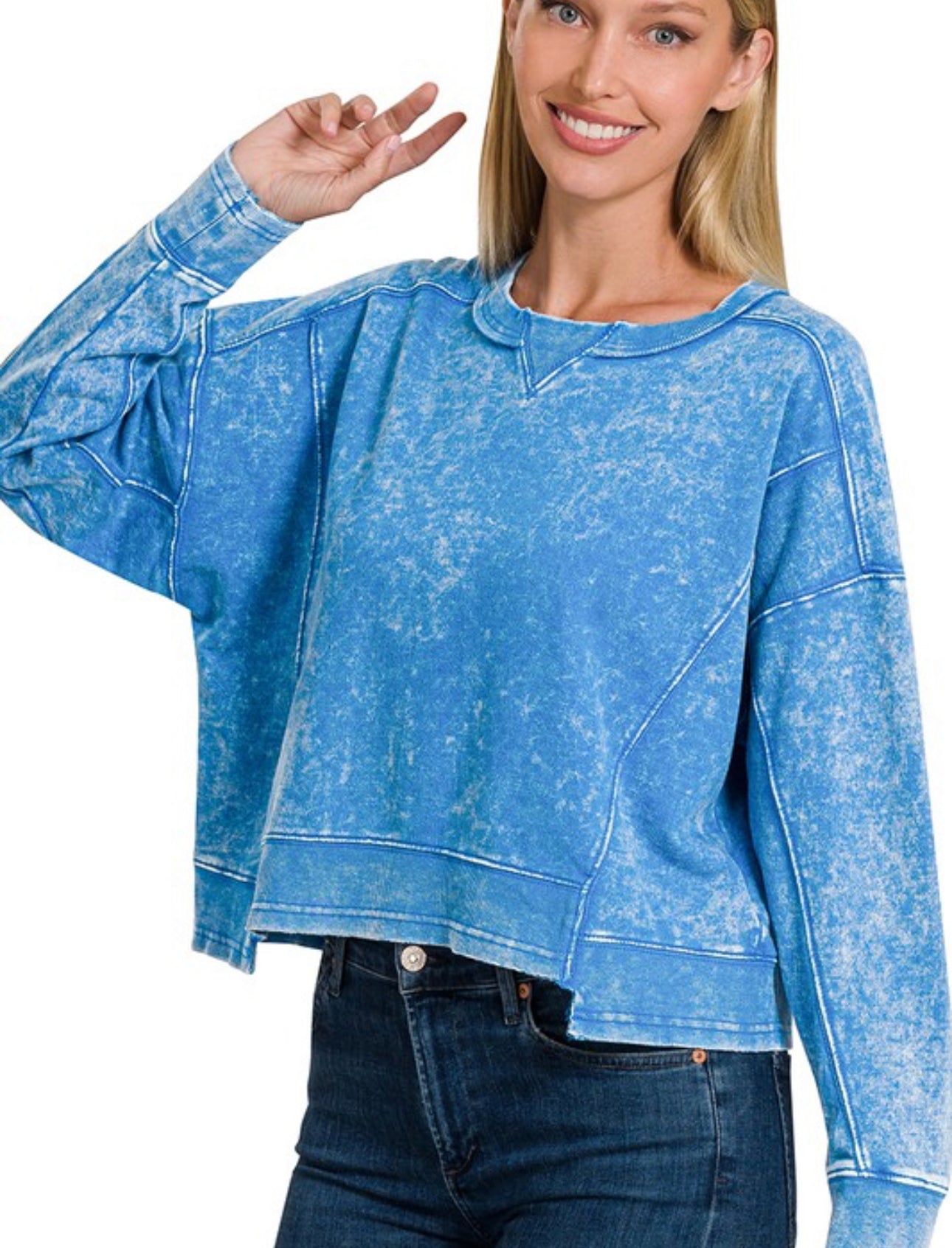 Always Welcome Acid Wash Pullover
