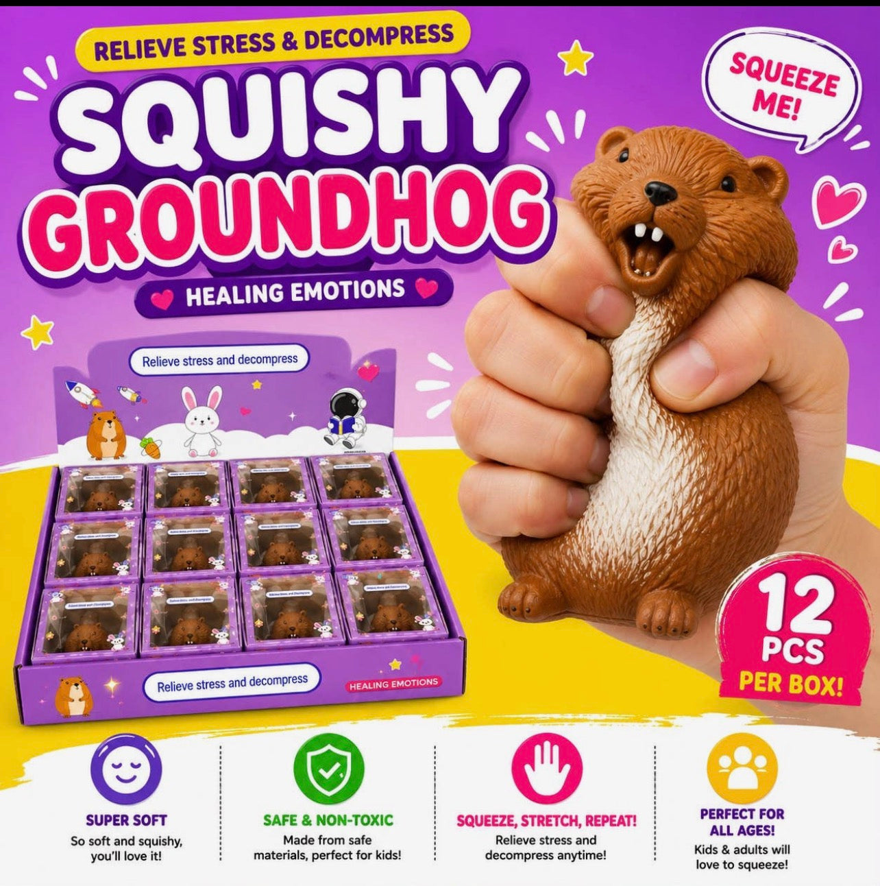 Squishy Groundhog – Super Soft Decompression Stress Toy