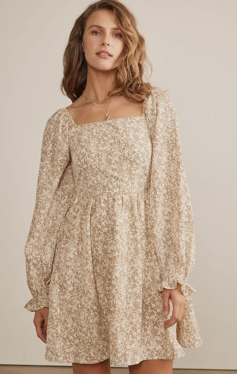 Floral Square Neck Mini Dress