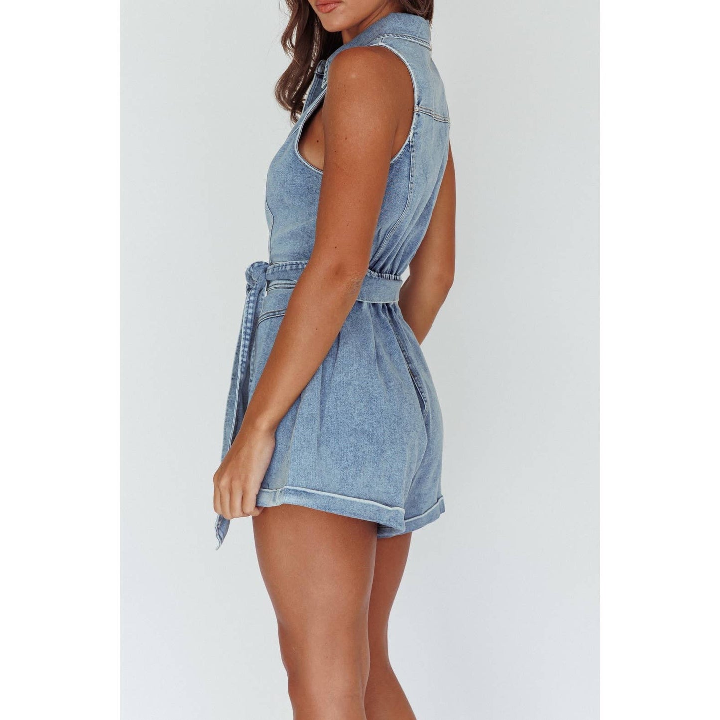 Annie Denim Sleeveless Romper