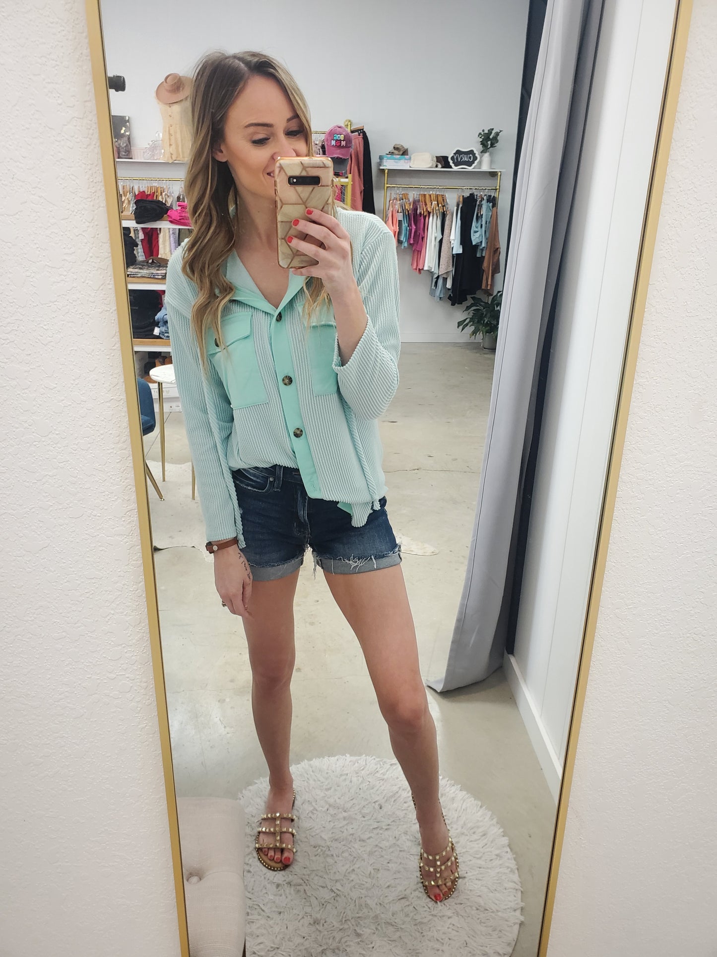 Beach Night Hooded Button Down