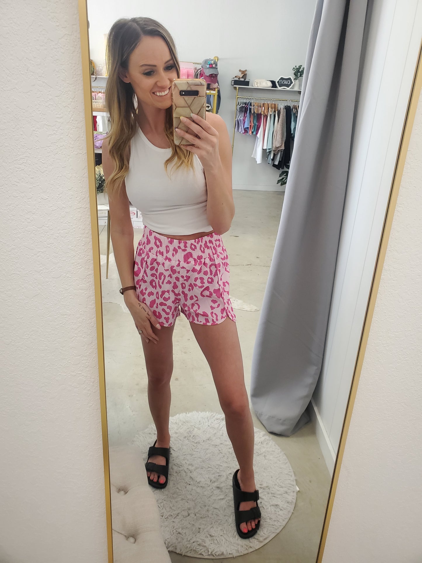 Errands to Run Pink Leopard Active Shorts
