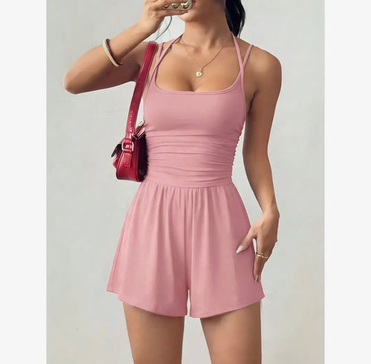 Summer Strapless Waist-cinching Romper