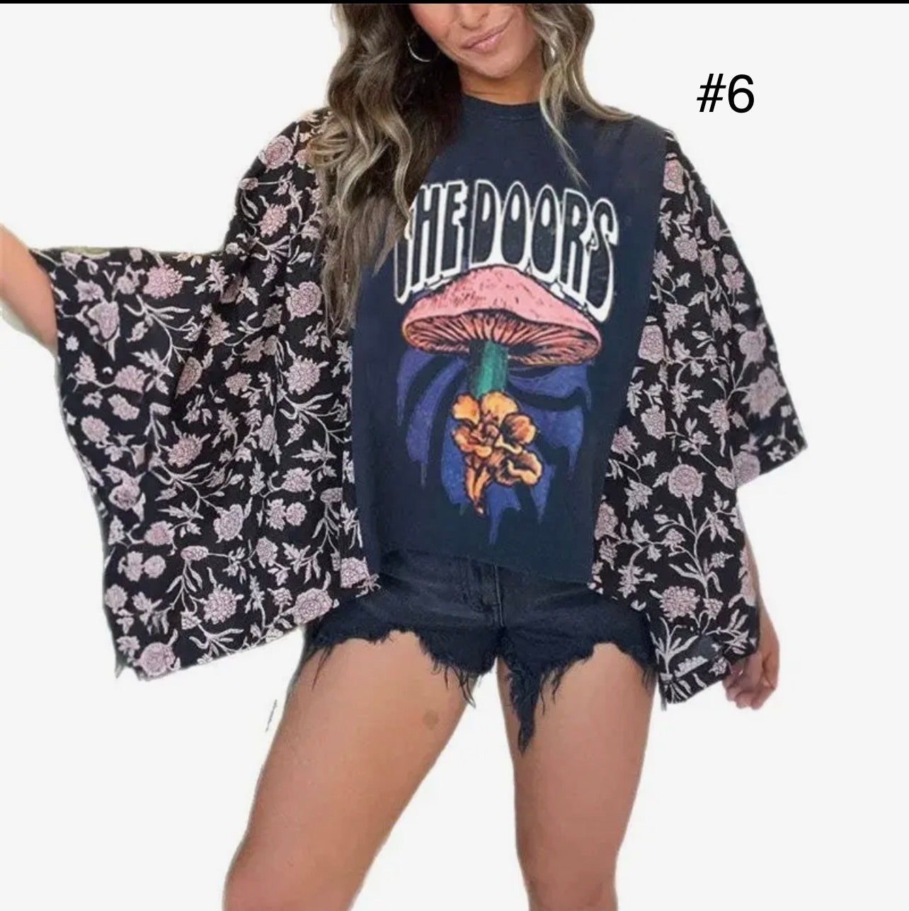 Printed Batwing Sleeve Loose Top