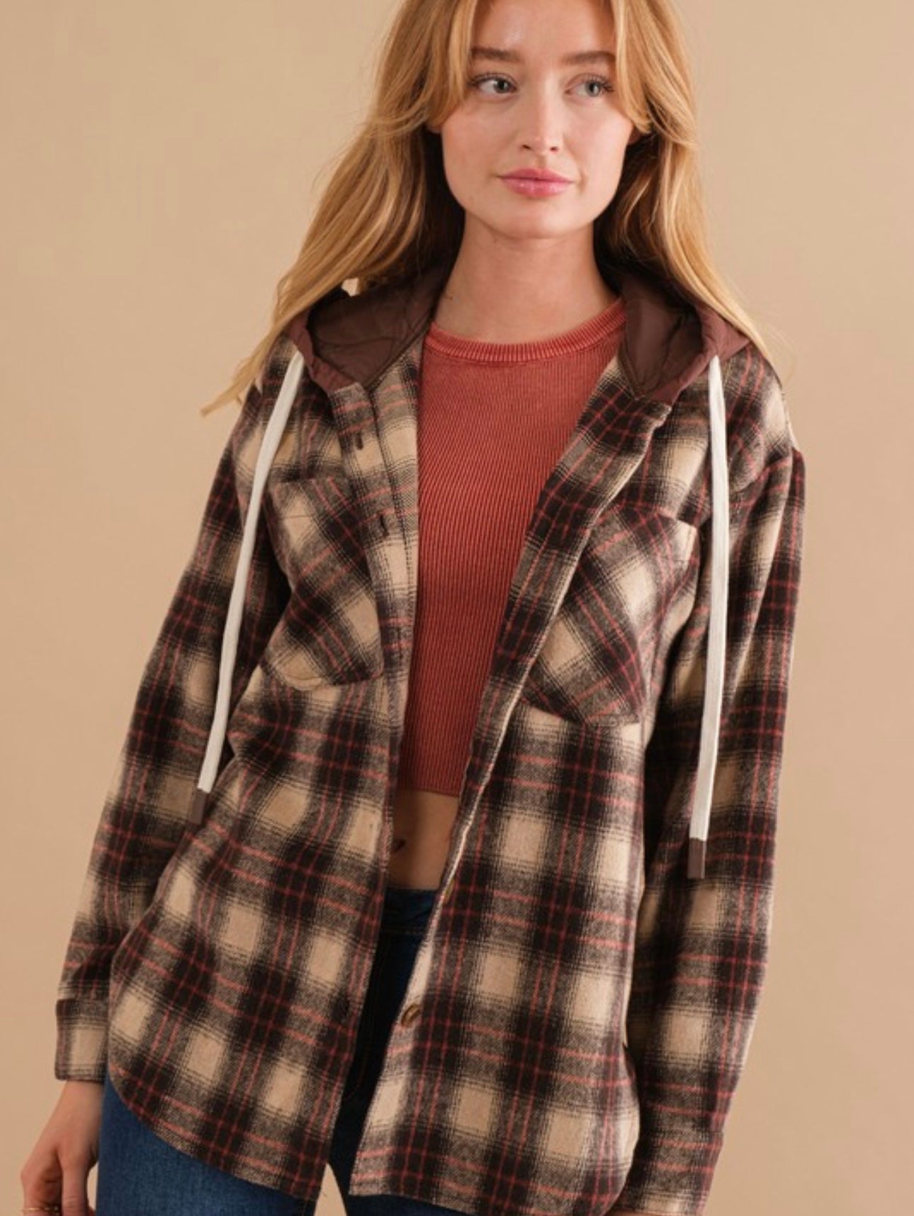 Plaid Hooded Flannel Shacket