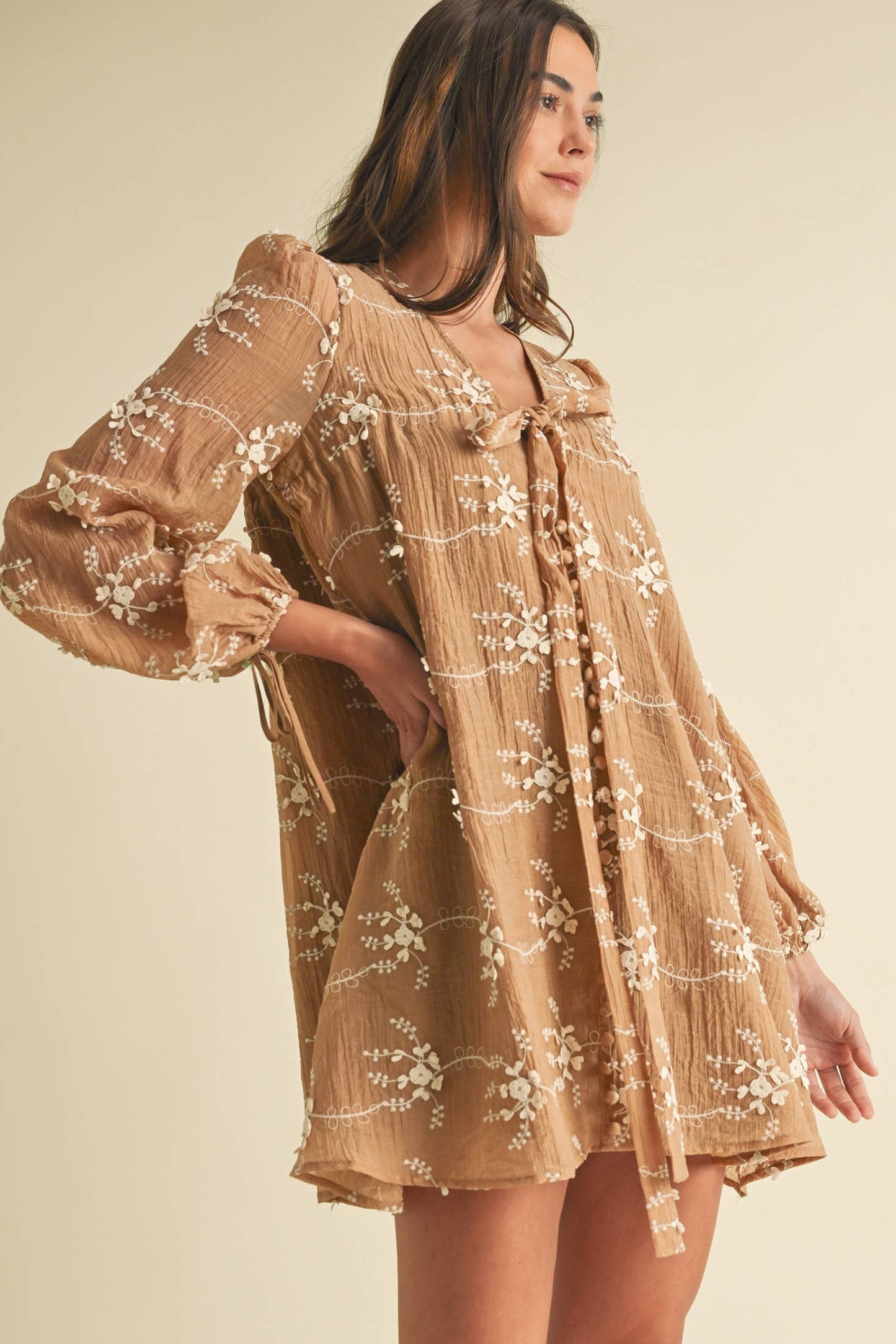 Floral Mini Dress with Balloon Sleeves