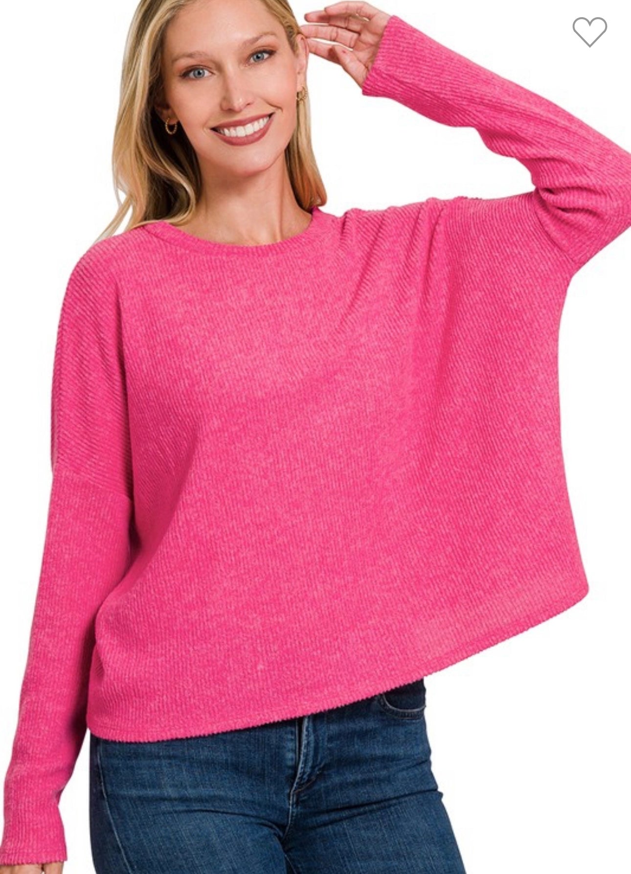 Ribbed Dolman Long Sleeve Sweater