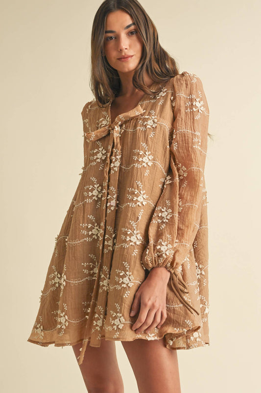 Floral Mini Dress with Balloon Sleeves