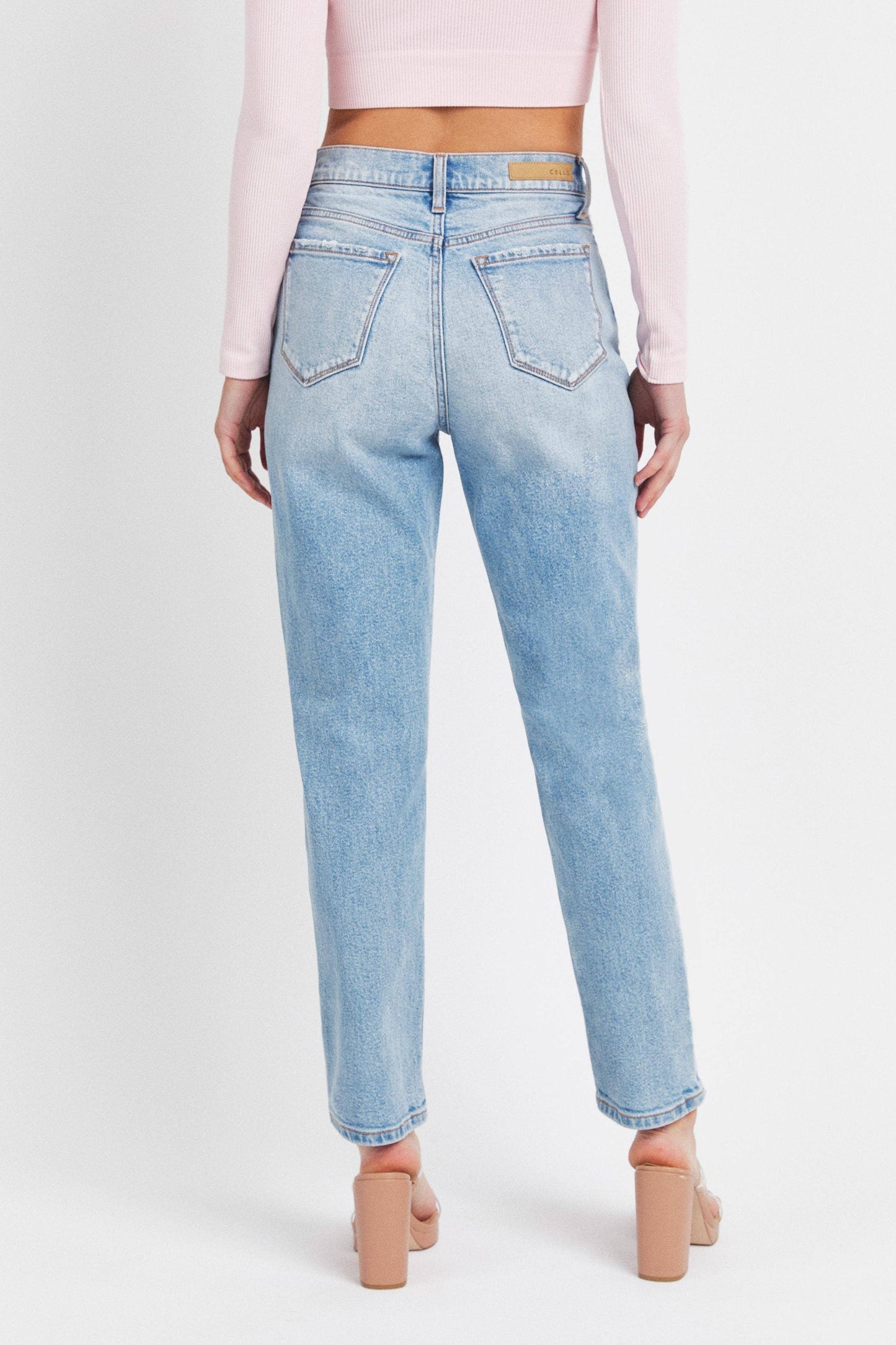 Sierra High Rise Mom Jean with Distressing