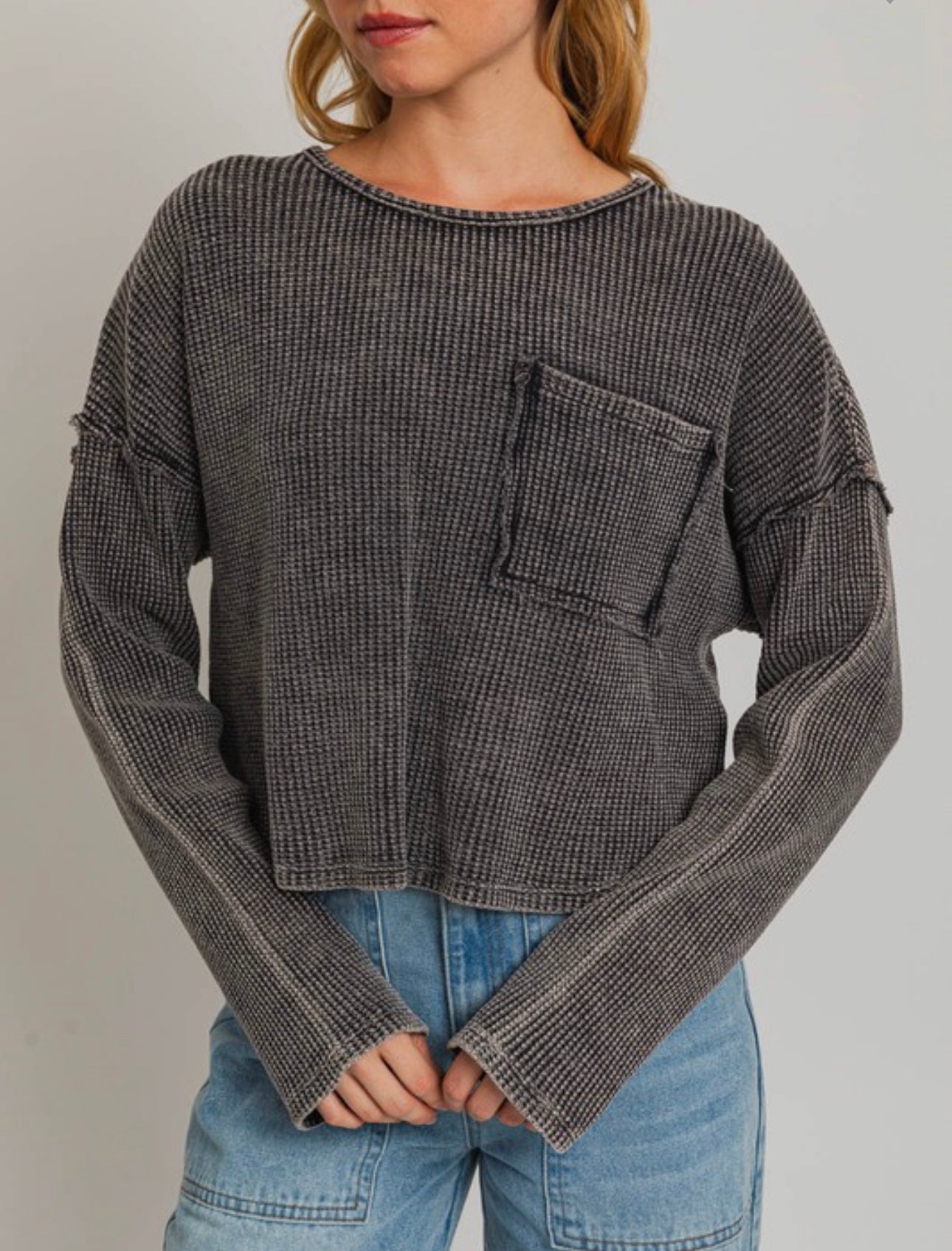 Thermal Washed Pullover Top