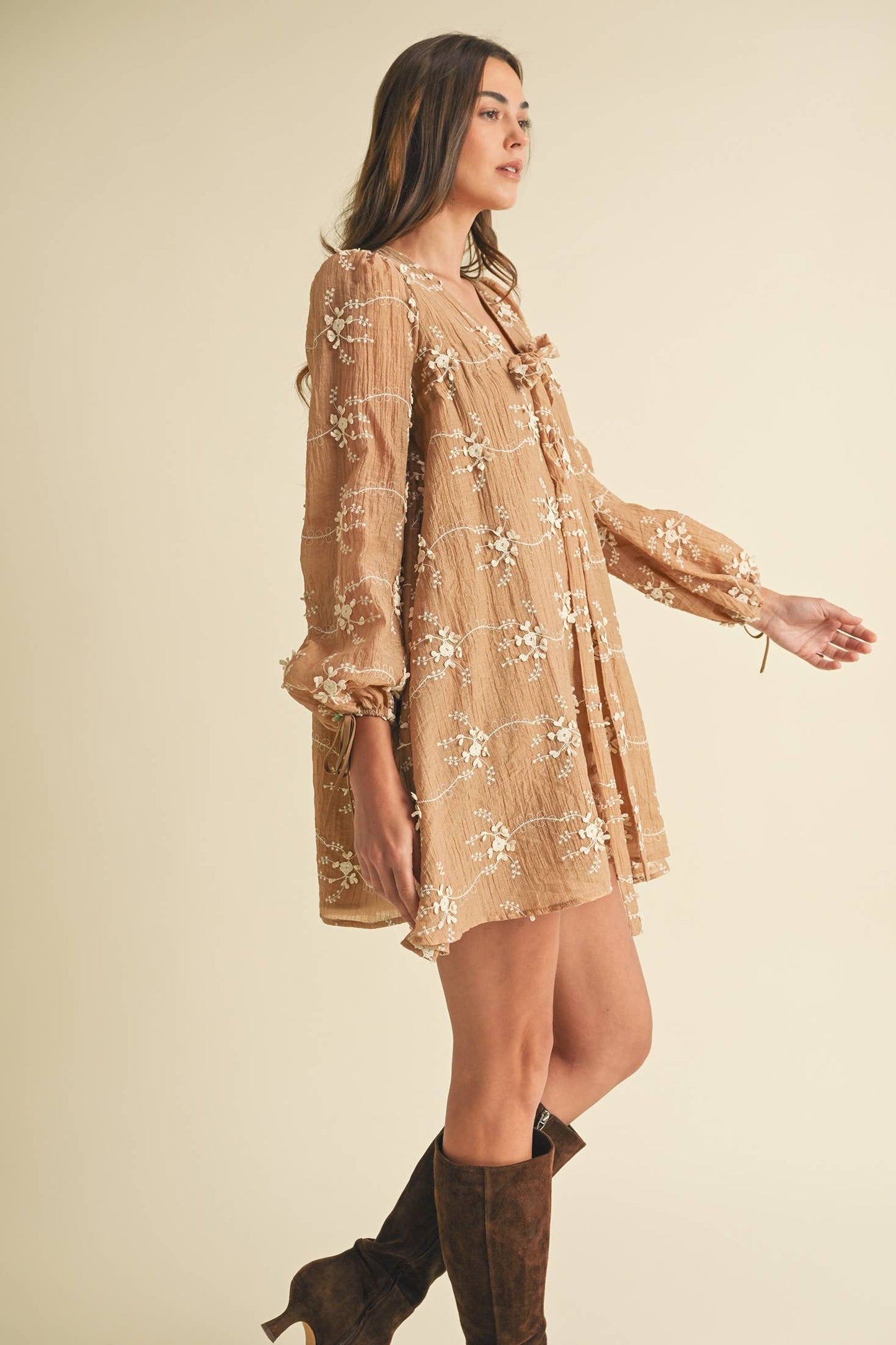Floral Mini Dress with Balloon Sleeves