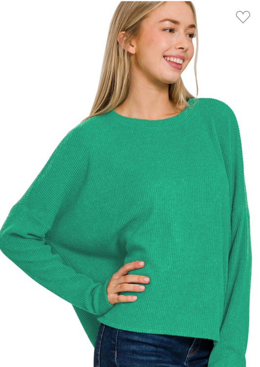 Ribbed Dolman Long Sleeve Sweater