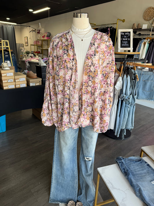 Floral Long Sleeved Swim Suit Cover up