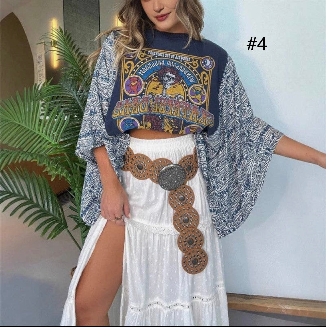 Printed Batwing Sleeve Loose Top