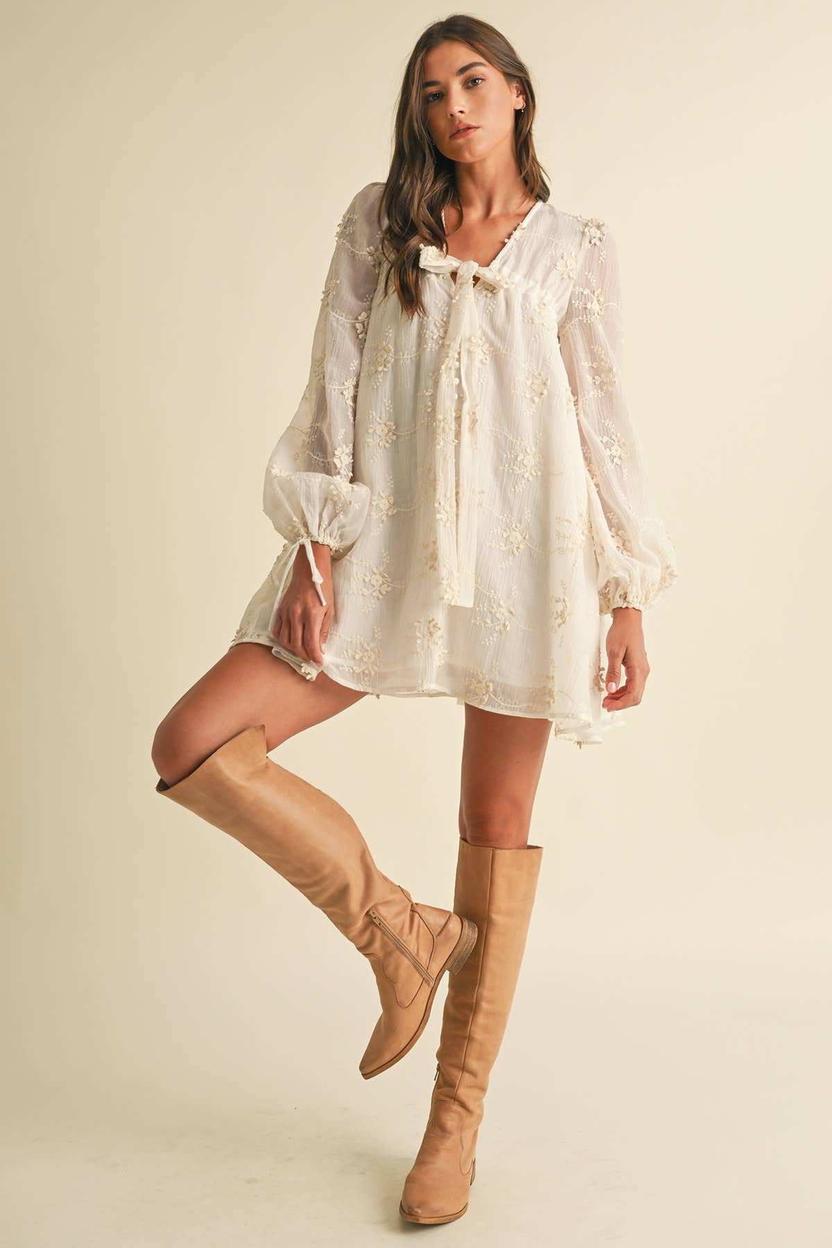 Floral Mini Dress with Balloon Sleeves
