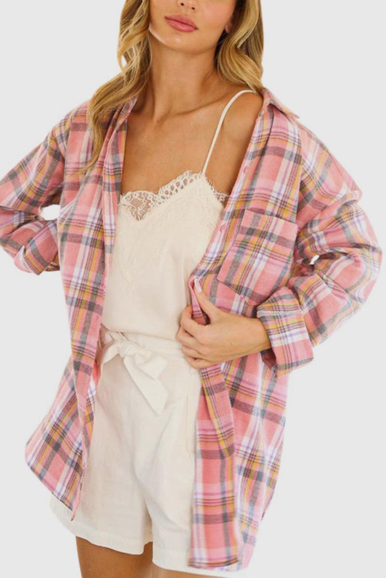 Stay Simple Plaid Over-sized Shirt