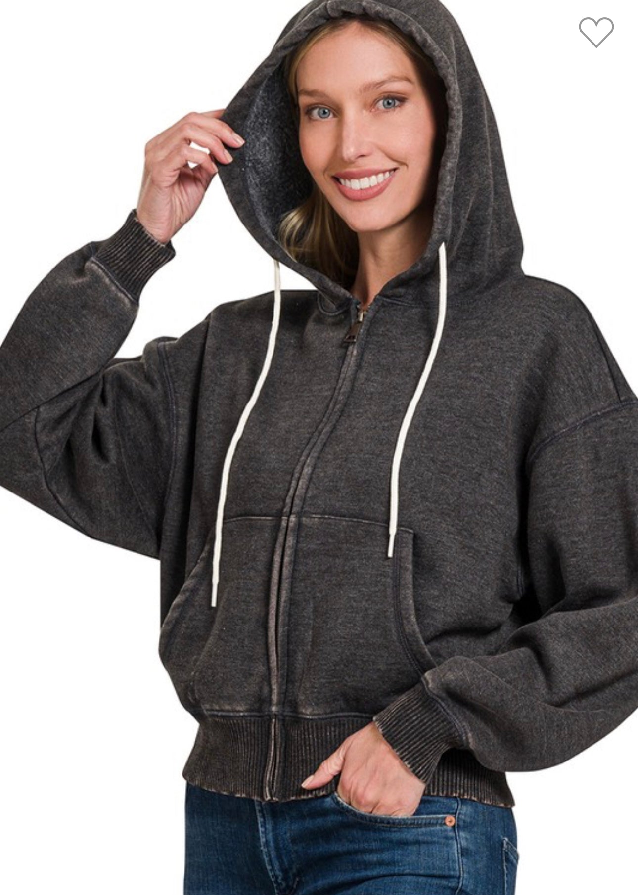 That’s It Cropped Zip-Up Hoodie With Pockets