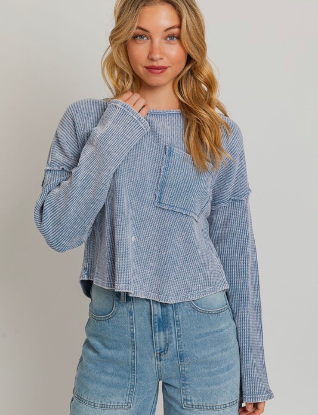 Thermal Washed Pullover Top