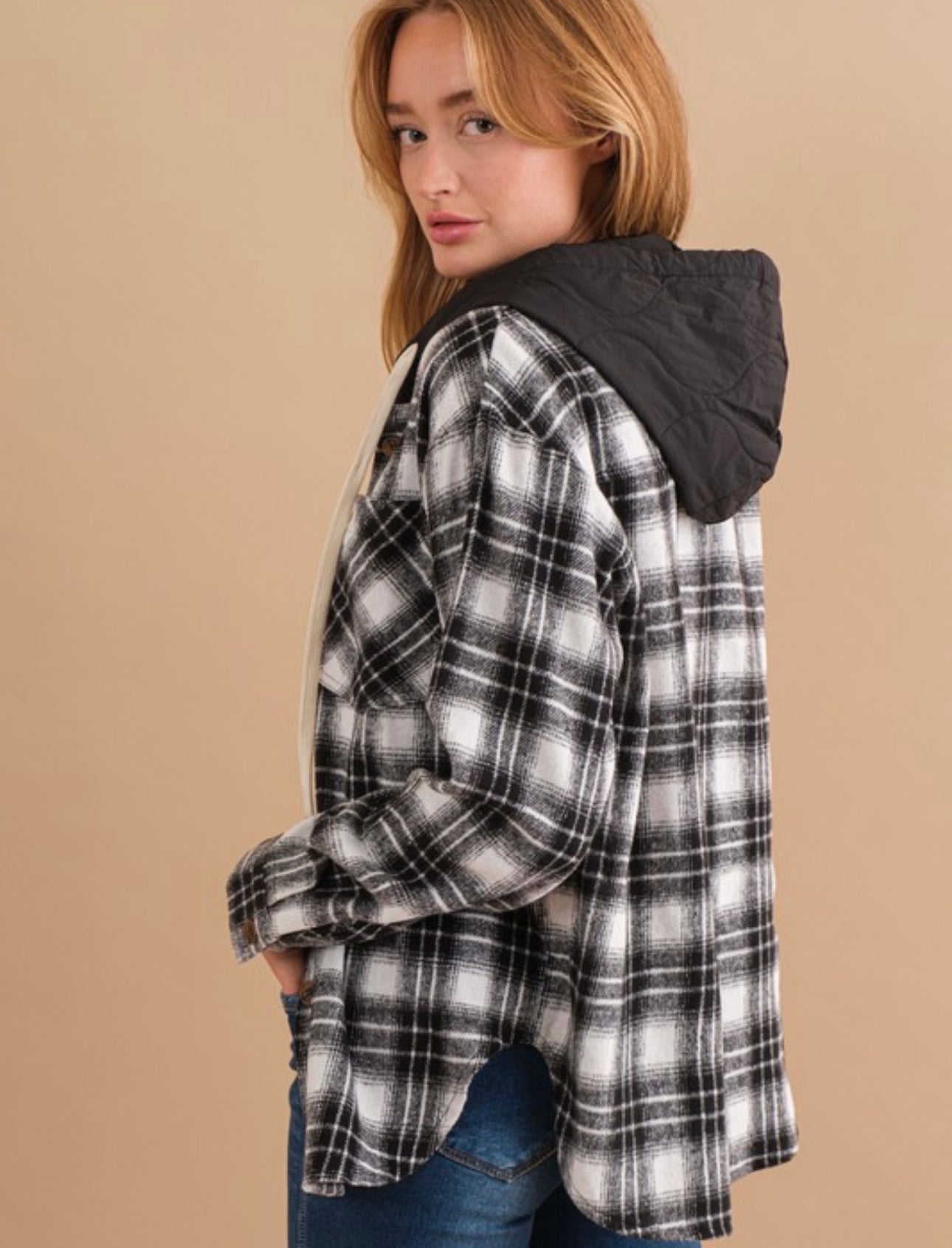 Plaid Hooded Flannel Shacket