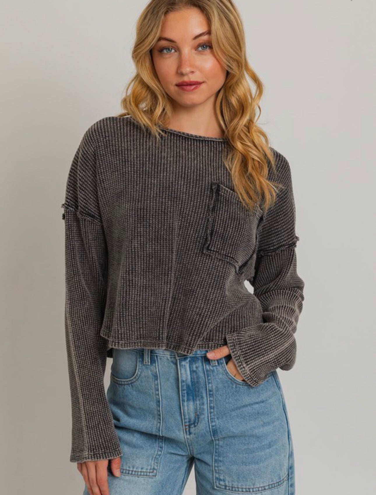 Thermal Washed Pullover Top