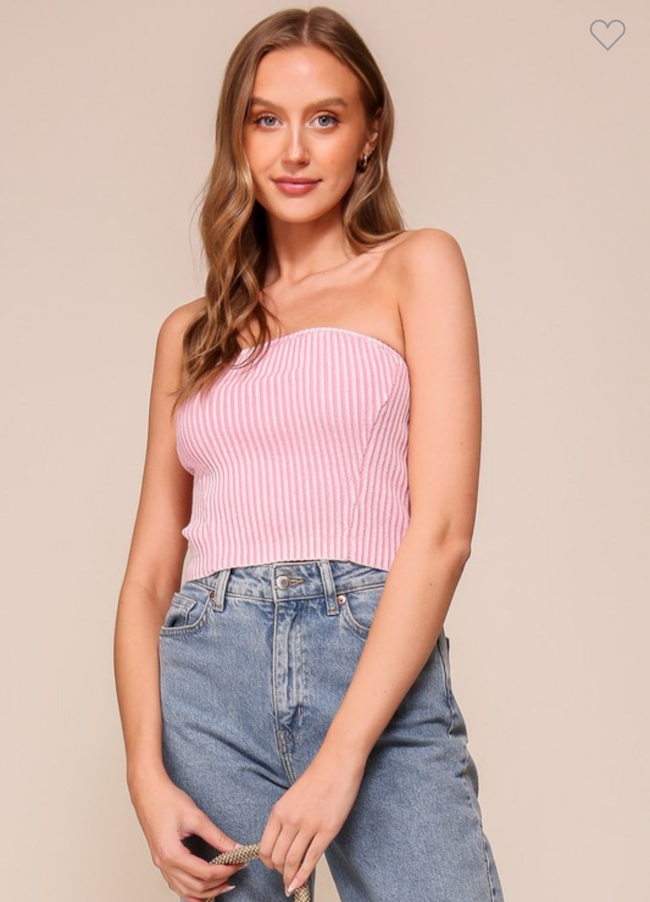 Mineral Wash Strapless Ribbed Top