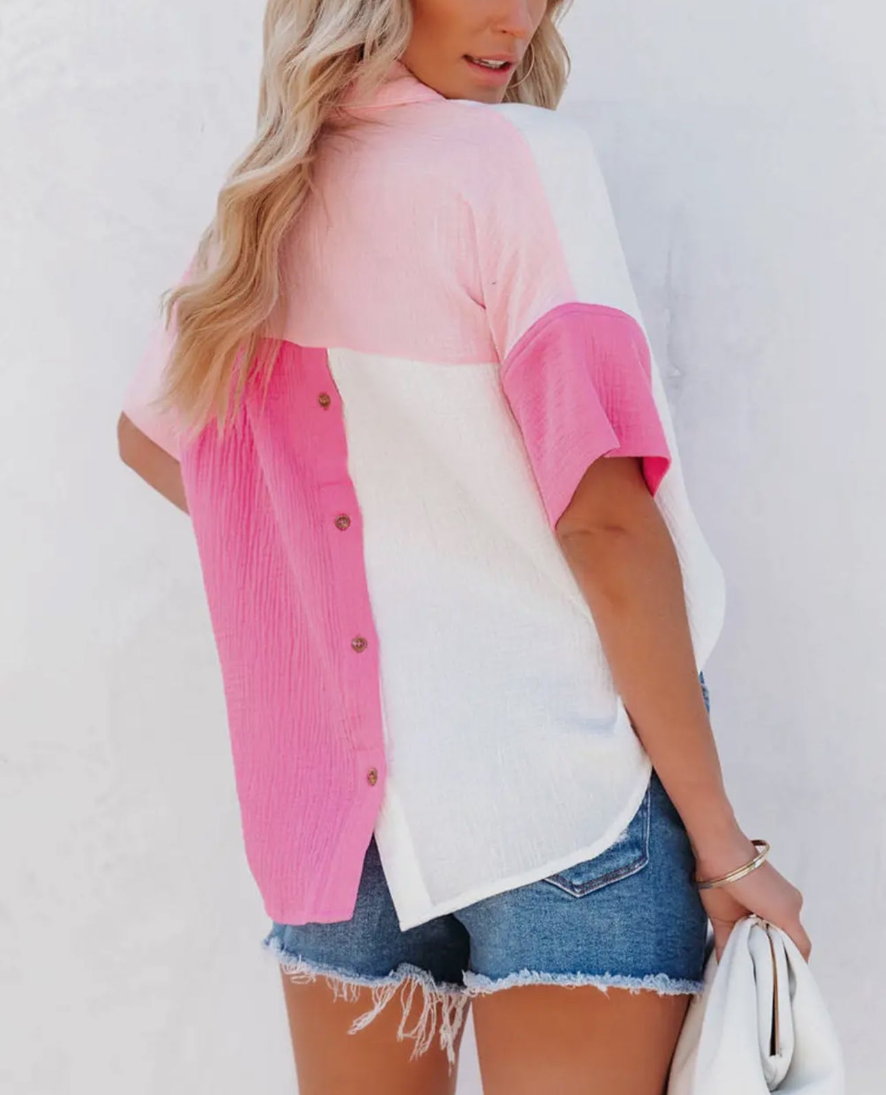 Rose Color Block Shirt