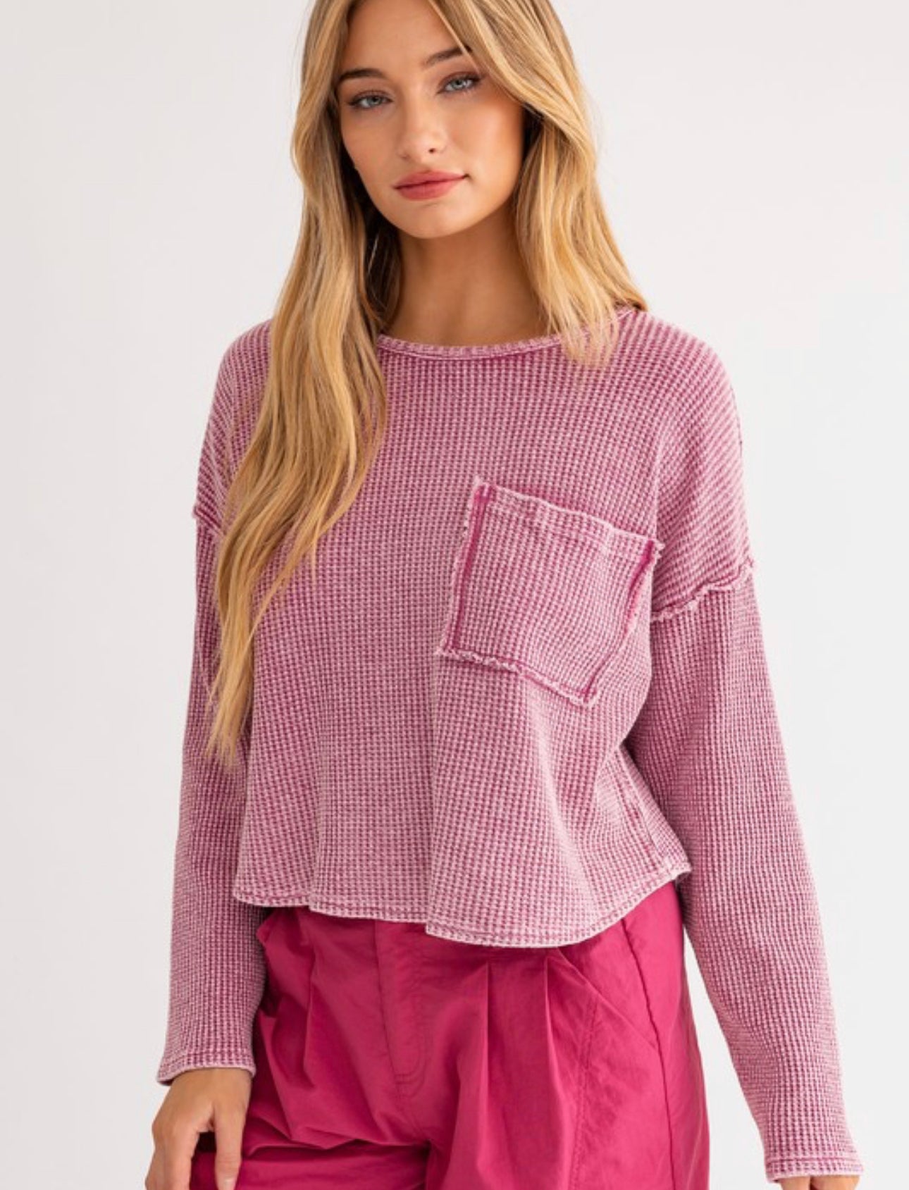 Thermal Washed Pullover Top