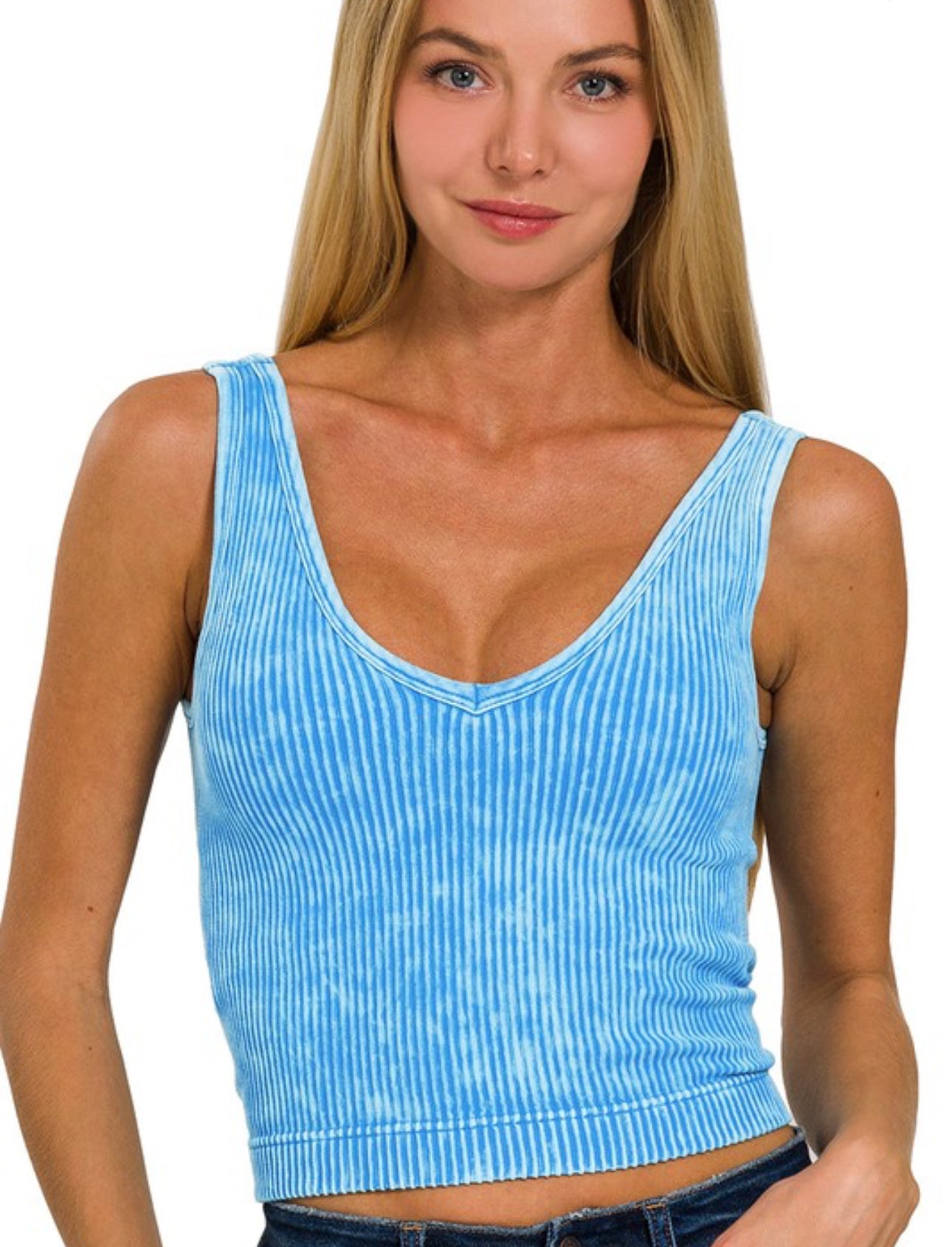 Washed Ribbed Padded Tank