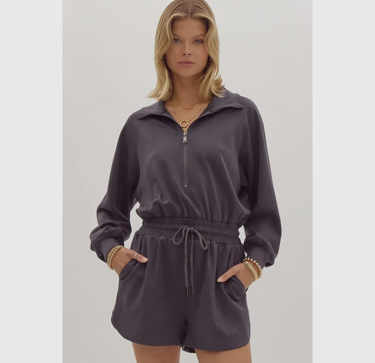 Collared Active Romper