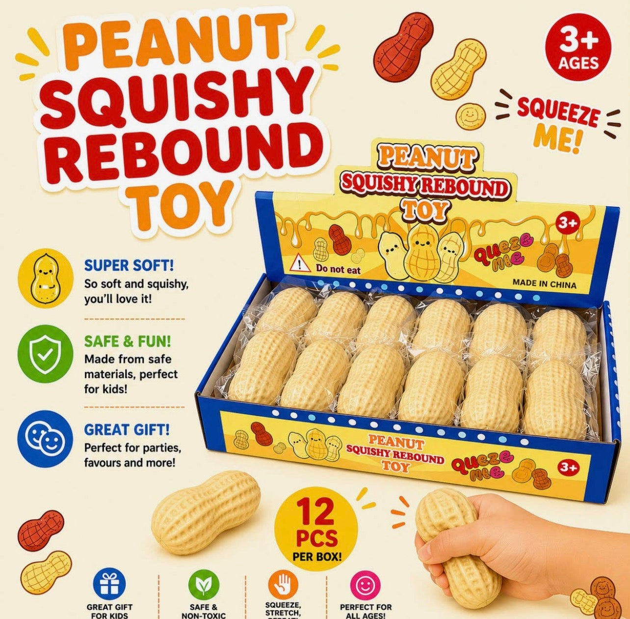 Peanut Sqishy—Soft Stress Toy