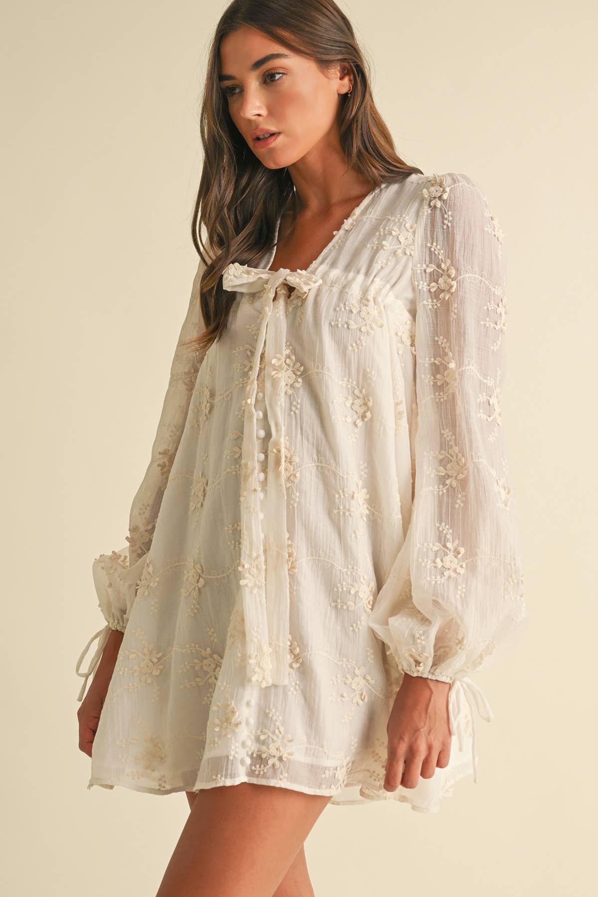 Floral Mini Dress with Balloon Sleeves