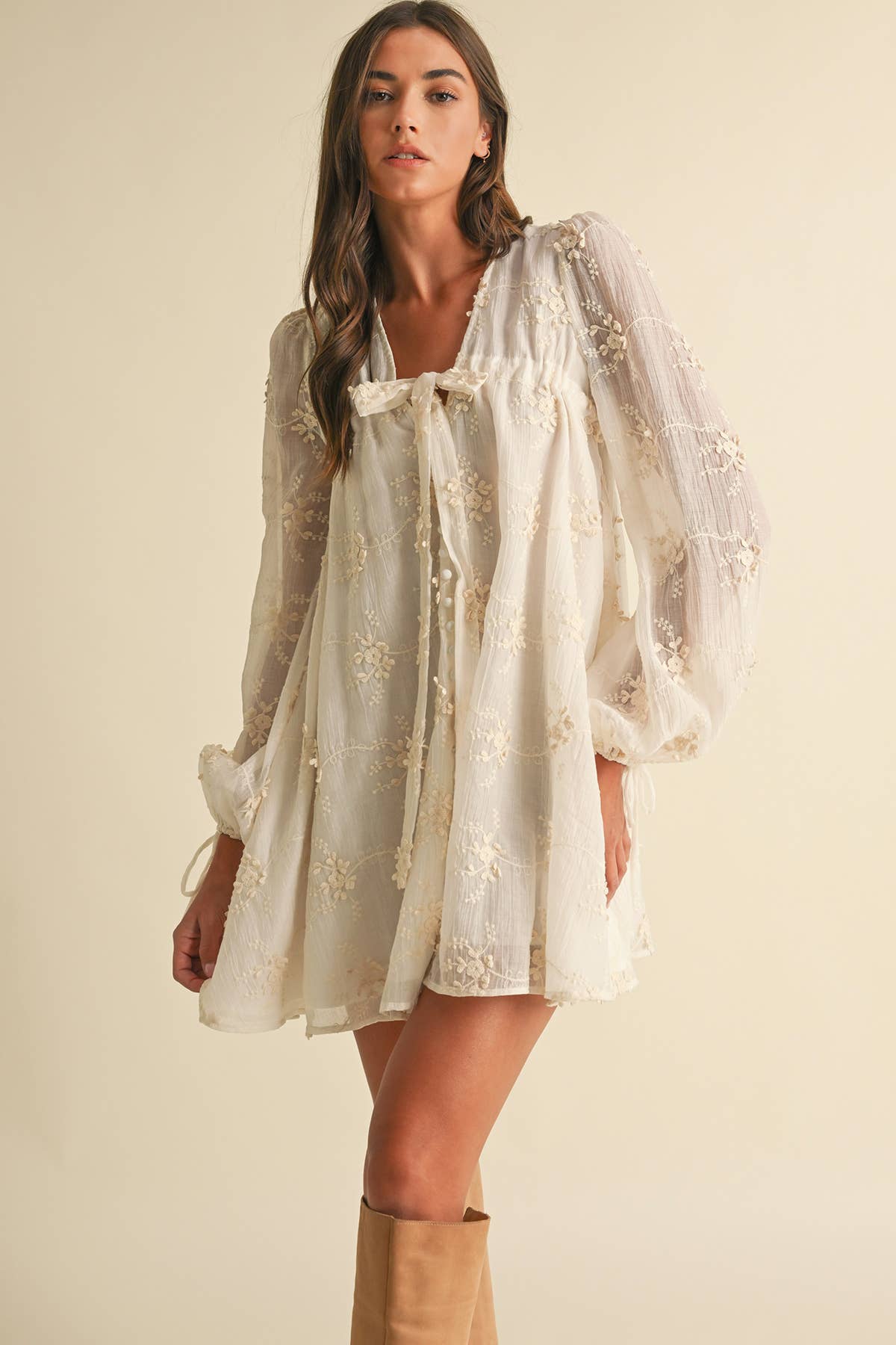 Floral Mini Dress with Balloon Sleeves