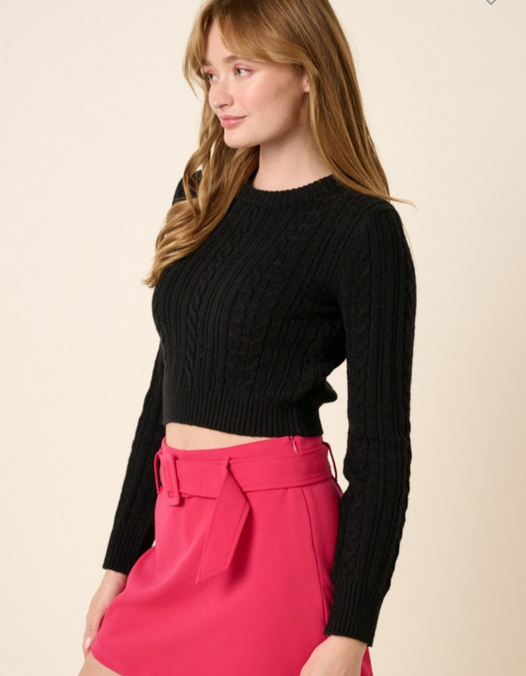 Lost Together Cable Knit Crop Sweater