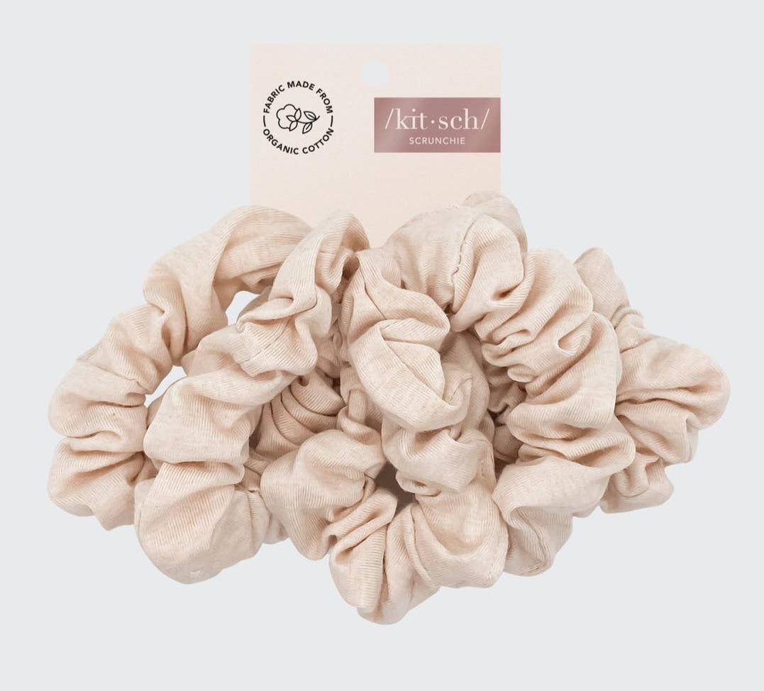 Organic Cotton Knit Scrunchies 5pc-Cream