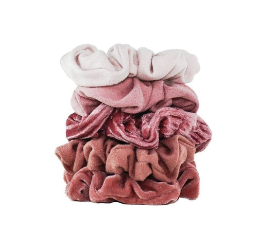 Velvet Scrunchies- Blush and Mauve 5pc