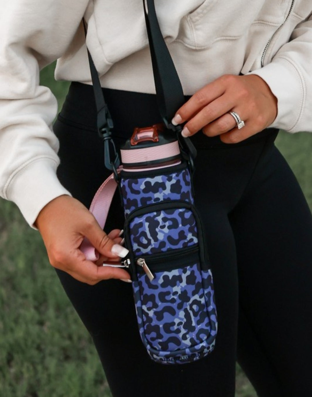 Purple Leopard Motivational Water Bottle Cover