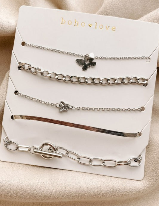 5 Piece Butterfly Bracelet Set