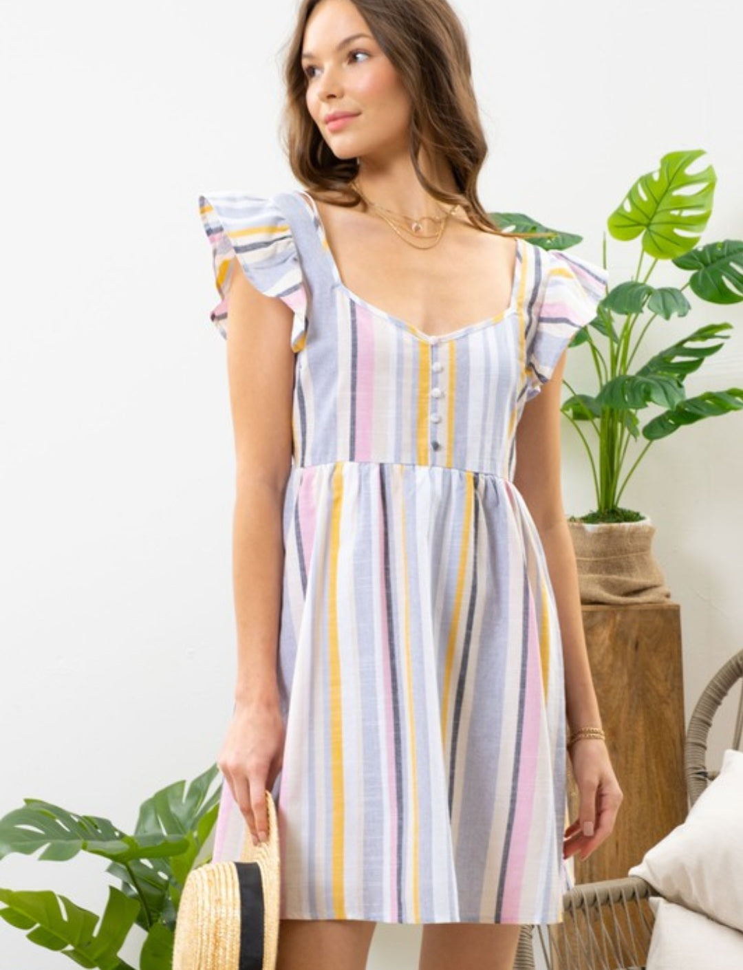 Gentle Morning Rainbow Striped Dress